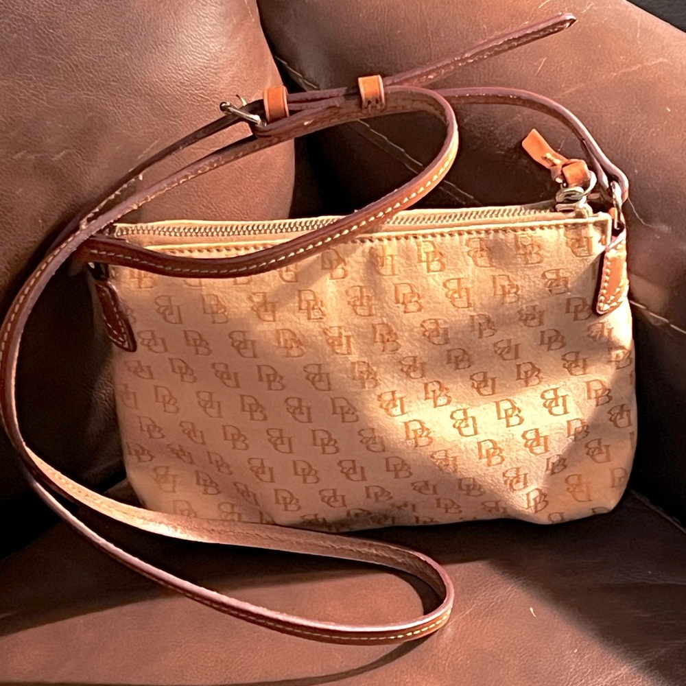 Dooney & Bourke Apricot canvas signature logo Crossbody
